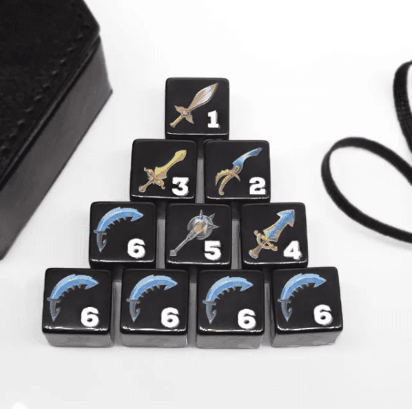 (Black) Sword Dice | Printed d6 Dice Featuring Fantasy Weapons Numbered - 1 Dice