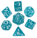 Imperfect - Cat's Meow Blue 7-Dice Set with Silver Glitter - Cat-Themed - Discounted - 