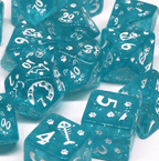 Imperfect - Cat's Meow Blue 7-Dice Set with Silver Glitter - Cat-Themed - Discounted - 