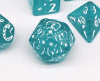 Imperfect - Cat's Meow Blue 7-Dice Set with Silver Glitter - Cat-Themed - Discounted - 