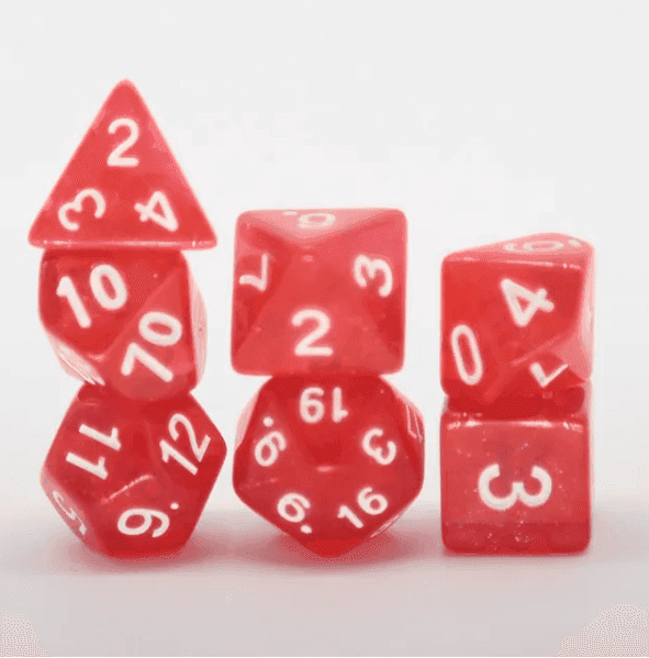 Radiant Ruby Red Polyhedral Dice Set | 7-Dice Red Set with Subtle Glitter - 