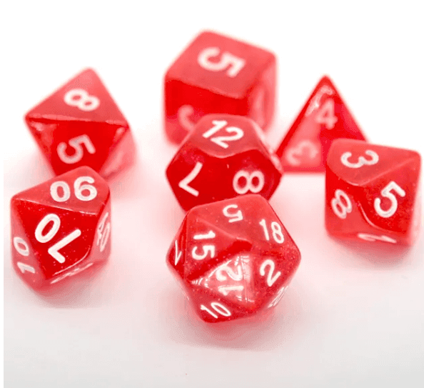 Radiant Ruby Red Polyhedral Dice Set | 7-Dice Red Set with Subtle Glitter - 