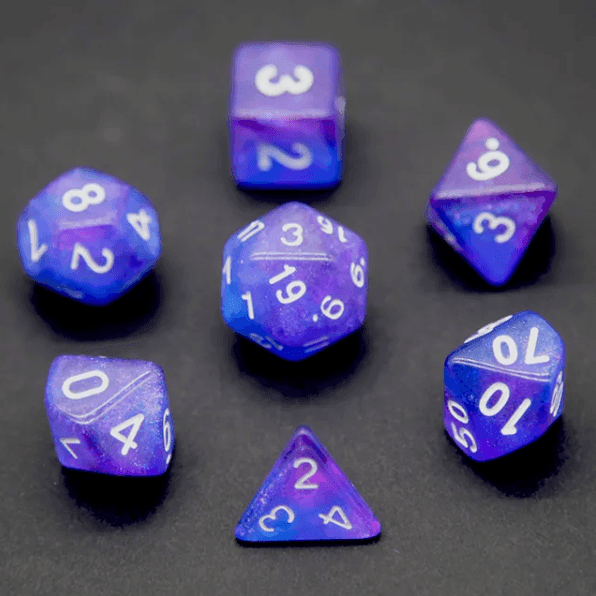 Enchanted Amethyst Polyhedral Dice Set | 7-Dice Purple Set with Subtle Glitter - 