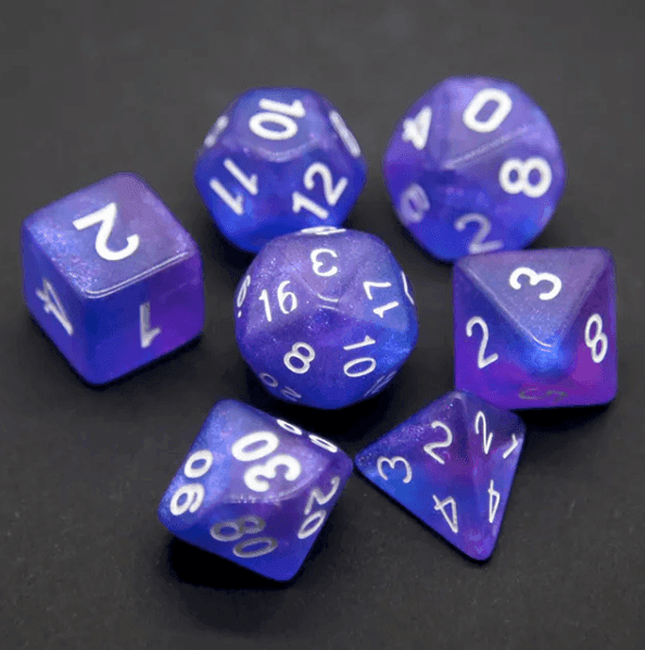 Enchanted Amethyst Polyhedral Dice Set | 7-Dice Purple Set with Subtle Glitter - 