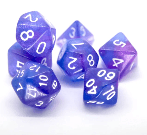 Enchanted Amethyst Polyhedral Dice Set | 7-Dice Purple Set with Subtle Glitter - 