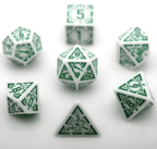 Arcane Emerald Polyhedral Dice Set | 7-Dice White & Green - 