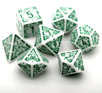 Arcane Emerald Polyhedral Dice Set | 7-Dice White & Green - 