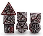 Arcane Mysteries Dark Red Translucent Polyhedral Dice Set | 7-Dice Red - 