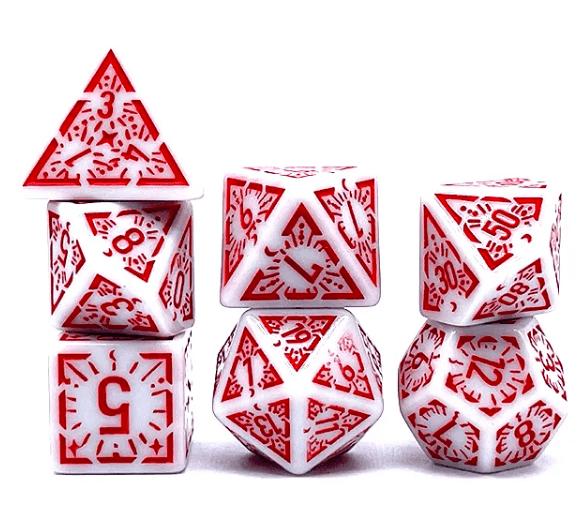 Arcane Ember White and Red Polyhedral Dice Set | 7-Dice White - 