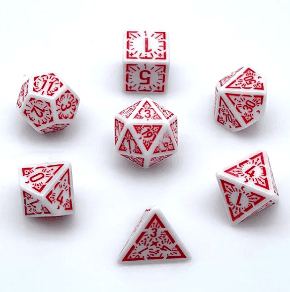 Arcane Ember White and Red Polyhedral Dice Set | 7-Dice White - 
