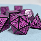 Black with Purple Ink Irregular Pattern Fill | 7-Dice Acrylic Dice Set - 