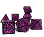 Black with Purple Ink Irregular Pattern Fill | 7-Dice Acrylic Dice Set - 