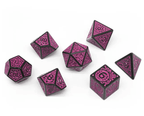 Black with Purple Ink Irregular Pattern Fill | 7-Dice Acrylic Dice Set - 