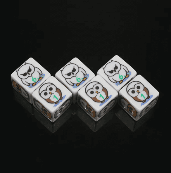 (White) Owl Dice | Printed d6 Dice Featuring Fantasy Animal Numbered - 1 Dice