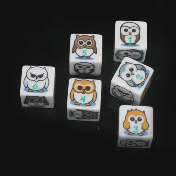 (White) Owl Dice | Printed d6 Dice Featuring Fantasy Animal Numbered - 1 Dice