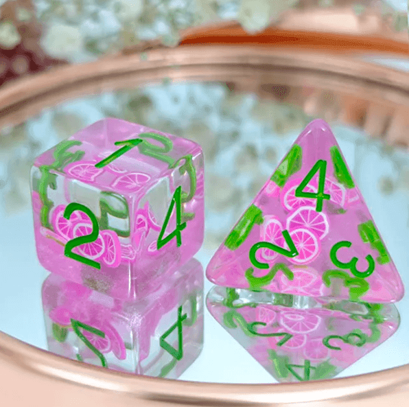 Dragon Fruit Themed Dice | 7-Dice Resin Dice Set Dnd Role Playing Set - 