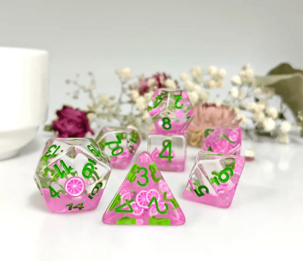 Dragon Fruit Themed Dice | 7-Dice Resin Dice Set Dnd Role Playing Set - 