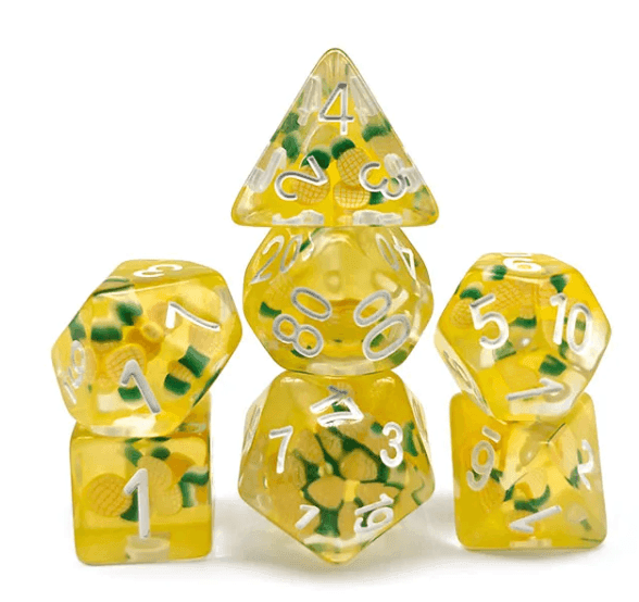 Pineapple Themed Dice | 7-Dice Resin Dice Set RPG Dice - 