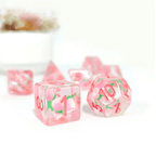 Peach Themed Dice | 7-Dice Resin Dice Set DnD Role Playing Set - 