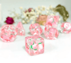 Peach Themed Dice | 7-Dice Resin Dice Set DnD Role Playing Set - 