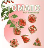 Tomato Themed Dice | 7-Dice Resin Dice Set DND Role Playing Dice - 