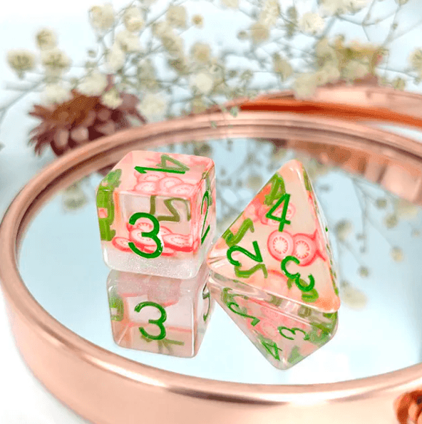 Tomato Themed Dice | 7-Dice Resin Dice Set DND Role Playing Dice - 