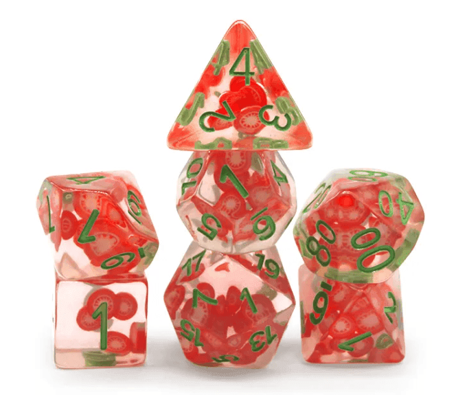 Tomato Themed Dice | 7-Dice Resin Dice Set DND Role Playing Dice - 