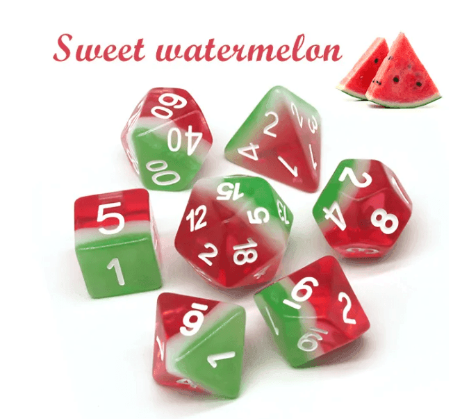 Watermelon | 7-Dice Resin Dice Set DND Dice Layered Dice - 