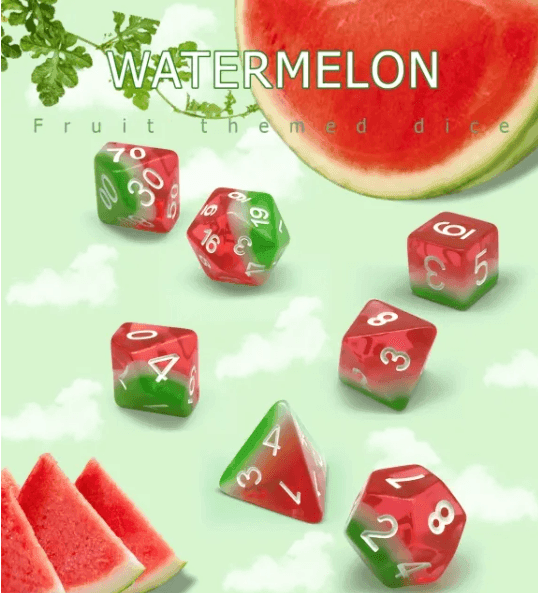 Watermelon | 7-Dice Resin Dice Set DND Dice Layered Dice - 
