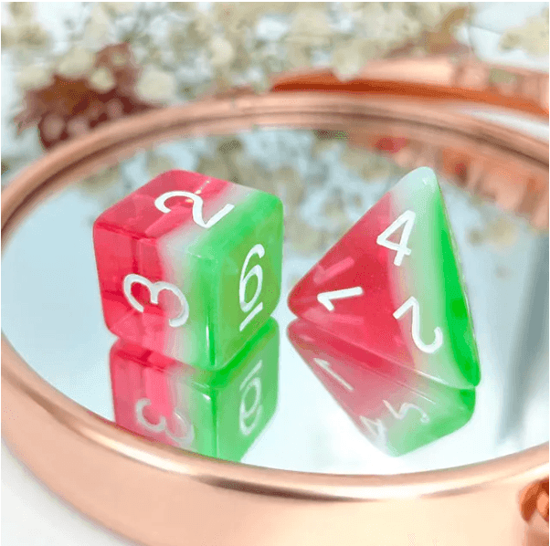 Watermelon | 7-Dice Resin Dice Set DND Dice Layered Dice - 