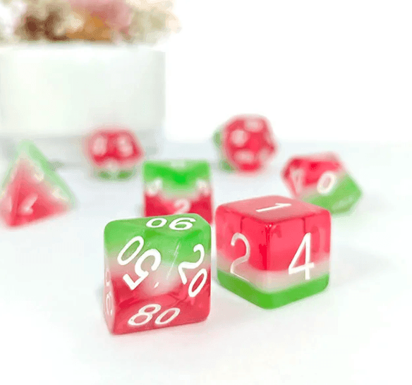 Watermelon | 7-Dice Resin Dice Set DND Dice Layered Dice - 