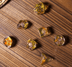 Radiant Dawn: Cleric Sun 7-Dice Set with Golden Sunburst | Yellow & Orange Sun Dice - 
