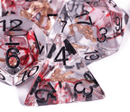 Crimson Veil: Rogue's Deception 7-Dice Set with Gilded Triple Dagger Inlay - 