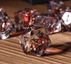 Crimson Veil: Rogue's Deception 7-Dice Set with Gilded Triple Dagger Inlay - 