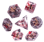 Crimson Veil: Rogue's Deception 7-Dice Set with Gilded Triple Dagger Inlay - 