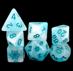 Lake Blue Blizzard's Embrace: Snowflake D&D 7-Dice Set w/Snowflake Emblem - 