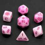 Pink Blizzard's Kiss: Snowflake D&D 7-Dice Set w/Snowflake Emblem - 