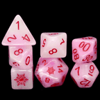Pink Blizzard's Kiss: Snowflake D&D 7-Dice Set w/Snowflake Emblem - 