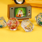 Random Liquid Core Dice 7-Dice Set | Resin Dice w/Liquid Glitter Inside - 