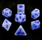 Midnight Frost: Deep Blue Snowflake D&D 7-Dice Set w/Snowflake Emblem - 