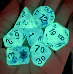 Midnight Frost: Deep Blue Snowflake D&D 7-Dice Set w/Snowflake Emblem - 