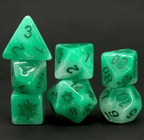 Emerald Blizzard: Green Snowflake D&D 7-Dice Set w/Snowflake Emblem - 