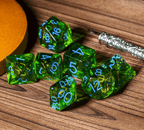 Mystic Archer's Enchantment | Green 7-Dice DND Hunter Dice Set - 