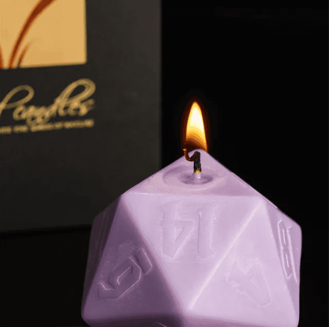 2x Dice Candle | 55mm Candle Dice with Carton Packaging (Purple/Green) - 