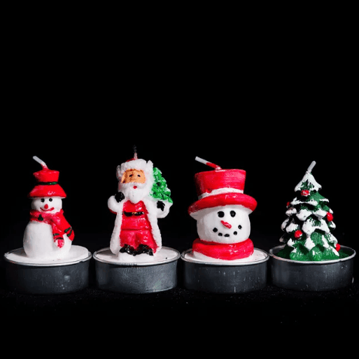 Christmas Dice Candles | 4x 30mm D20 Candles + 1 Mystery Christmas Themed Candle - 