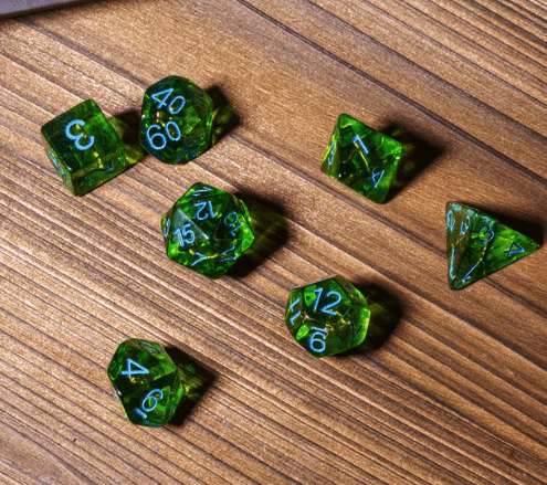 Mystic Archer's Enchantment | Green 7-Dice DND Hunter Dice Set - 