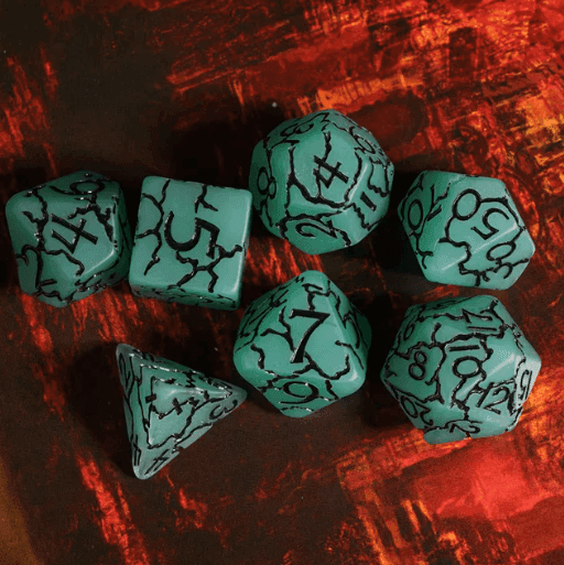 Jade Crackle Nexus: 7-Dice RPG Set - 