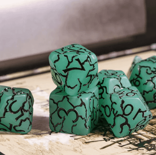 Jade Crackle Nexus: 7-Dice RPG Set - 