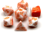Kapok's Pain 7-Dice Set Off Red & White w/Gold Numbers Dnd Dice Set - 