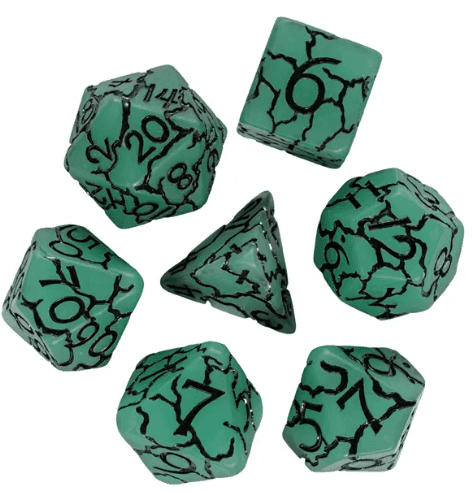 Jade Crackle Nexus: 7-Dice RPG Set - 